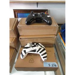 5 New Xbox 360 Controllers - 1 Black & 4 Striped