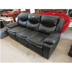 New 7 Foot Black Leather Manual Reclining Sofa