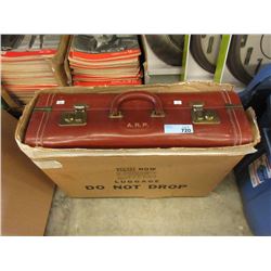 Vintage Leather Suitcase with Key