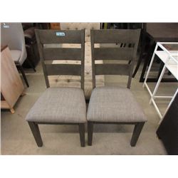 Pair of New Grey Dining Chairs with Fabric Seats