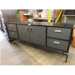 Black & Grey Credenza - 4 Drawer, 2 Door