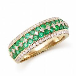 14KT Yellow Gold 1.00ctw Emerald and Diamond Ring