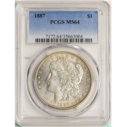 1887 $1 Morgan Silver Dollar Coin PCGS MS64