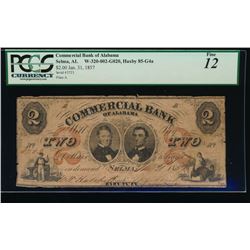 1857 $2 Commercial Bank of Alabama Obsolete Note PCGS 12