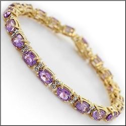 Plated 18KT Yellow Gold 13.48ctw Amethyst and Diamond Bracelet