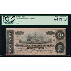 1864 $20 Confederate States of America Note PCGS 64PPQ