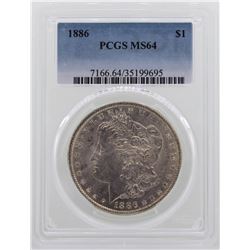 1886 $1 Morgan Silver Dollar Coin PCGS MS64