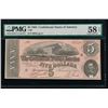 Image 1 : 1864 $5 Confederate States of America Note PMG 58EPQ