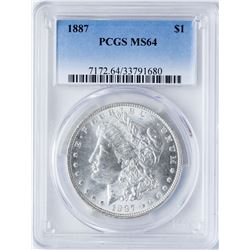 1887 $1 Morgan Silver Dollar Coin PCGS MS64