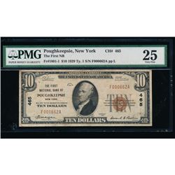 1929 $10 Poughkeepsie National Bank Note PMG 25