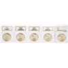 Image 1 : Lot of (5) 1923 $1 Peace Silver Dollar Coins NGC MS65