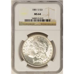 1881-S $1 Morgan Silver Dollar Coin NGC MS64