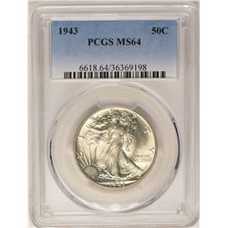 1943 Walking Liberty Half Dollar Coin PCGS MS64