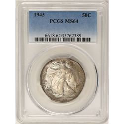 1943 Walking Liberty Half Dollar Coin PCGS MS64