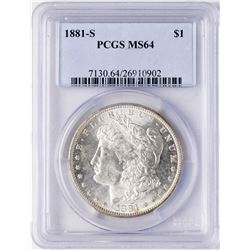 1881-S $1 Morgan Silver Dollar Coin PCGS MS64