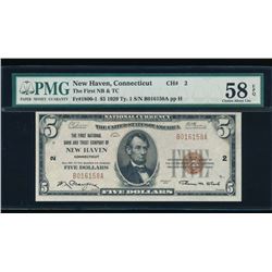 1929 $5 New Haven National Bank Note PMG 58EPQ