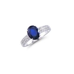 14KT White Gold 1.70ct Blue Sapphire and Diamond Ring