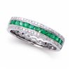 Image 1 : 14KT White Gold 0.45ctw Emerald and Diamond Ring