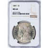 Image 1 : 1887 $1 Morgan Silver Dollar Coin NGC MS64