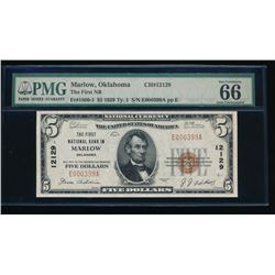 1929 $5 Marlow National Bank Note PMG 66EPQ