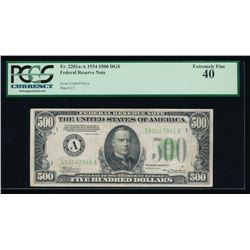 1934 $500 Boston Federal Reserve Note PCGS 40