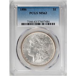 1886 $1 Morgan Silver Dollar Coin PCGS MS63