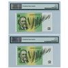 Image 2 : Australia, Reserve Bank, 1979 High Grade Sequential Pair of $2 Banknotes.