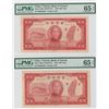 Image 1 : Bank of Taiwan, 1946 Sequential High Grade Banknote Pair.