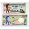 Image 1 : Banque Nationale Du Congo, 1964 Specimen Banknote Pair.