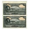 Image 1 : State Bank of Ethiopia. ND (1945). Uncut Sheet of 2 Progress Proof Specimen Banknotes.