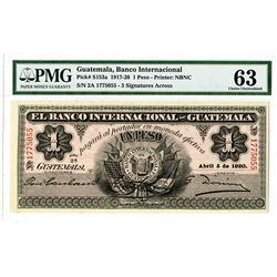 Banco Internacional de Guatemala, 1920 Issued Banknote.