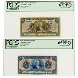 Banque Nationale De La Republique D'Haiti, 1935-42 Third Issue Specimen Pair.