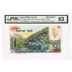 Bank of Israel, 1955 / 5715 Specimen Banknote