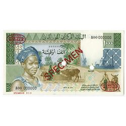 Banque Centrale de Mauritanie. 1977. Specimen Note.