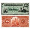 Image 1 : Banco Mercantil Mexicano 1882, 10 Pesos Uniface Front & Back Proof Pair.