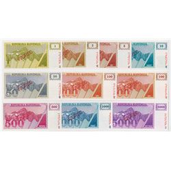 Republika Slovenija. ND (1990-1992). Group of 10 Specimen Notes.