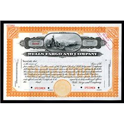 Wells Fargo and Company, ca.1900 Specimen Stock Certificate.