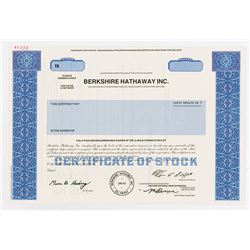 Berkshire Hathaway Inc., Class B Common Stock 1996 Specimen Stock Certificate with 2009 Annual Repor