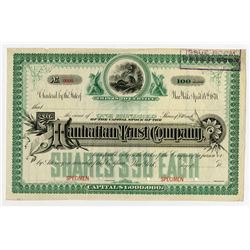 Manhattan Trust Co., ca.1870-1900 Specimen Stock Certificate