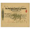 Image 1 : Malabar Forests & Rubber Co. Ltd., 1921 I/U Stock Certificate