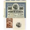 Image 1 : Estado de Zacatecas 1907 1000 Pesos Letter B Specimen Bond and 2 Matching Neptune Proofs.