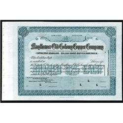 Mayflower-Old Colony Copper Company, ND (ca. 1900-1920) Specimen Stock Certificate.