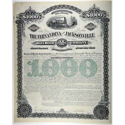 Fernandina & Jacksonville Railroad Co. 1880. I/U Bond Low Serial #11.