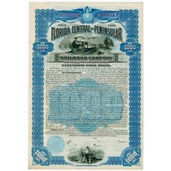 Florida Central & Peninsular Railroad Co. 1890. Specimen Bond.