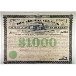 Florida Central Railroad Co. 1877. I/U Bond.