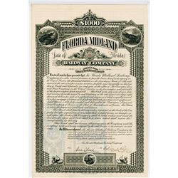 Florida Midland Railway Co. 1886. I/U Bond.