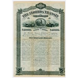 The Florida Transit Railroad Co. 1881. Specimen Bond.