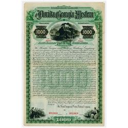 Florida Georgia & Western Railway Co. 1881. Specimen Bond.