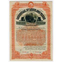 Louisville St Louis & Texas Railway Co. 1887. Specimen  Bond.