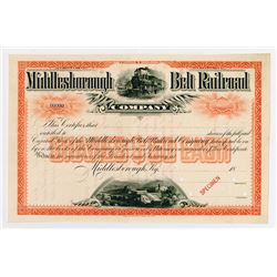 Middlesborough Belt Railroad Co. 1880-90's Specimen Stock Certificate.